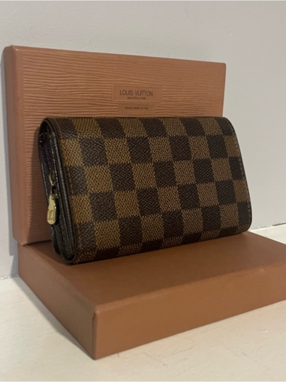 ✨Louis Vuitton Brown Damier Ebene Zip Around Wallet with Gold Hardware✨